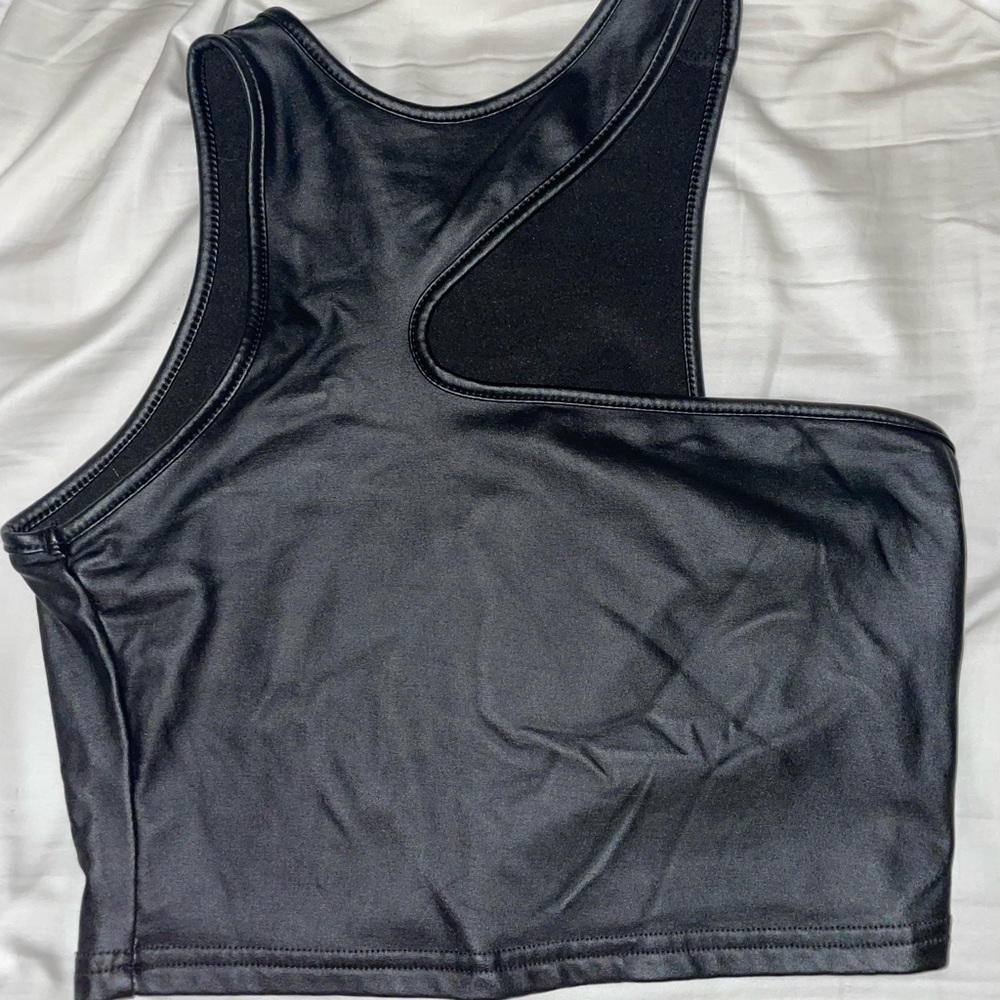 Asymmetrical leather top